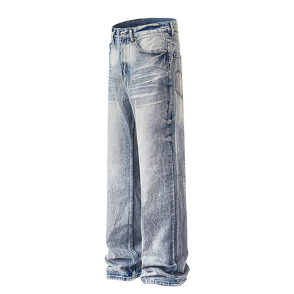 N1004-mankun 2024 American retro street trend worn looking washed-out design straight-through men's denim trousers