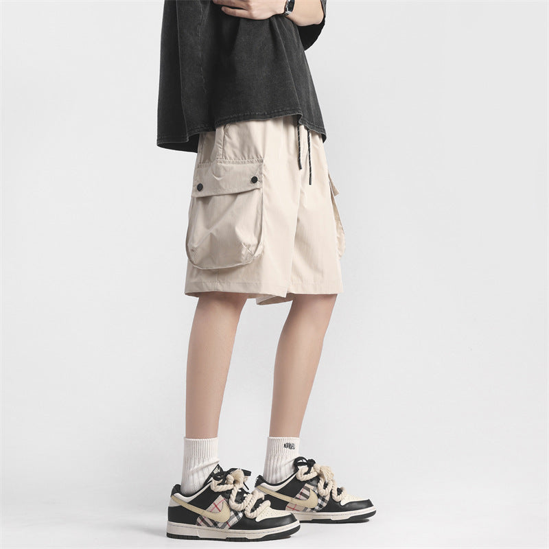 LKTM men's clothing# American retro large workwear with pocket shorts men's fashion brand Pu Shuai loose casual plus size shorts