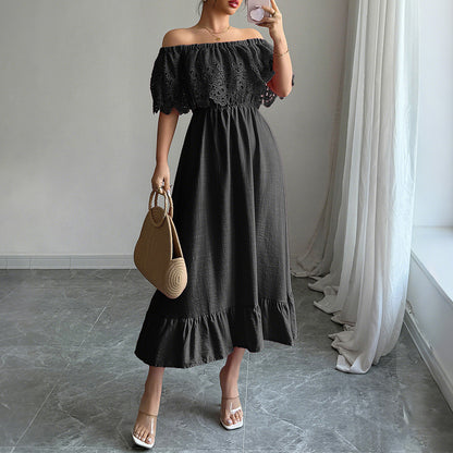 Diyun cross-border European and American elegant elegant A- line Waist Maxi dress women's clothing 2025 summer Amazon independent station