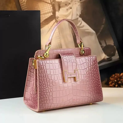 High-grade crocodile pattern leather tote women's 2024 new cross-border foreign trade fashion all-match shoulder messenger bag