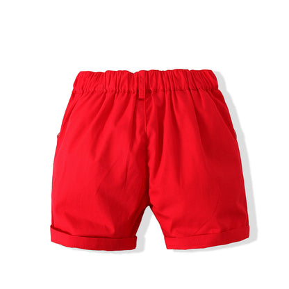 One Piece Summer New Boys Short Sleeve Strawberry Shirt Shorts Suit European And American Bow Tie Two Piece Wholesale