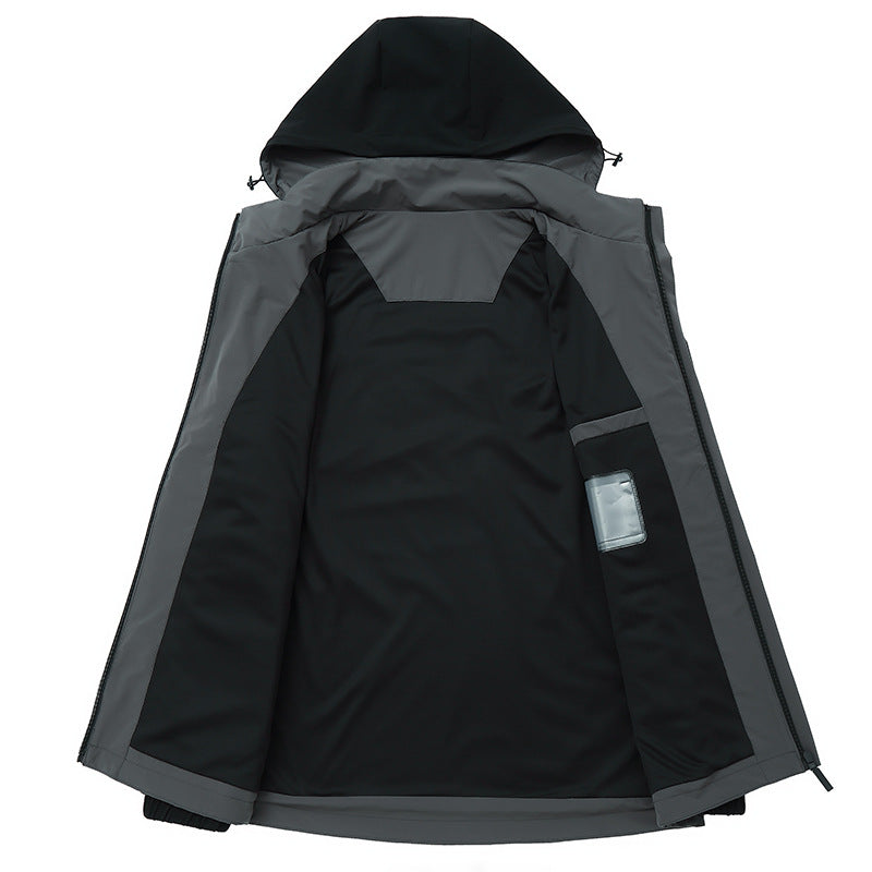 Casual colorblock jacket met ritssluiting zakken en capuchon