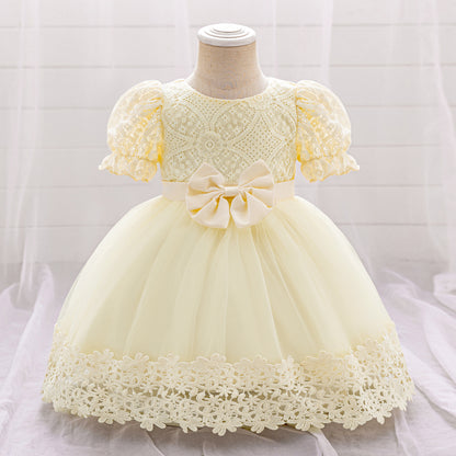 Baby meisjes prinsessenjurk met geborduurde kant en mesh