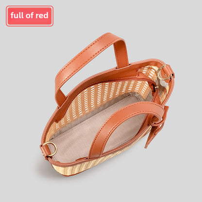 2025 spring/summer handmade Vine woven straw bag women's seaside holiday shoulder messenger bag hollow six-eye octagonal handbag