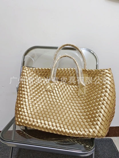 2025 New woven tote big bag fashionable high-end handbag celebrity same style trendy hand-carrying bag shoulder bag