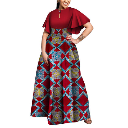 Plus size party dress African women's dress style Elegant Lady print wax clothing