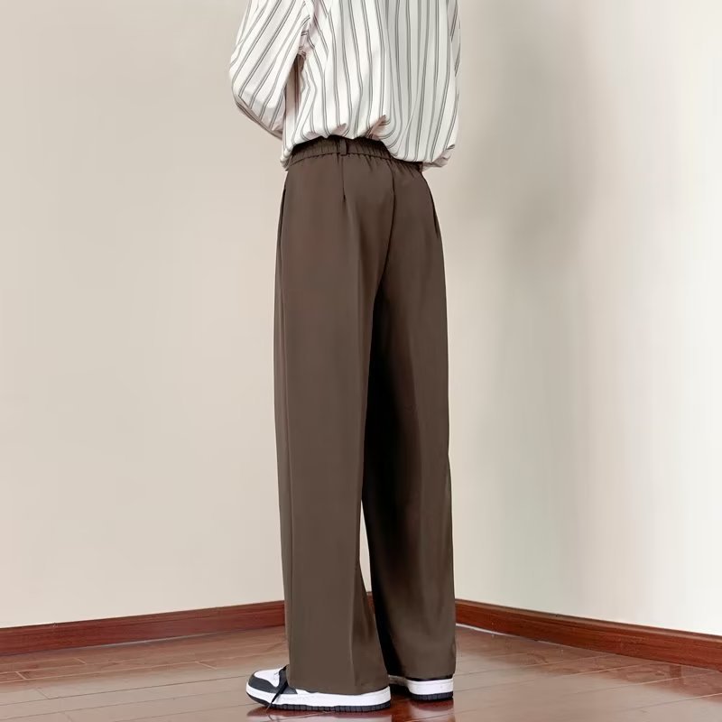Design suit pants men's Spring and Autumn New Hong Kong style ins trendy loose casual pants men's and women's solid color wide-leg straight pants