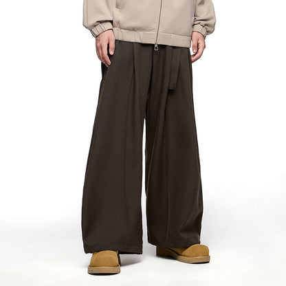 Jiezhan men's clothing | Blended wide-leg suit pants 2025 Autumn New Korean style artistic wide-leg loose drooping suit pants men