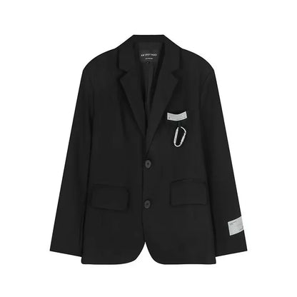 High-end casual retro loose black suit jacket men's ins fashion design sense niche fried street Ruan handsome suit