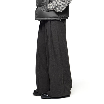 Jiezhan men's clothing | Blended wide-leg suit pants 2025 Autumn New Korean style artistic wide-leg loose drooping suit pants men