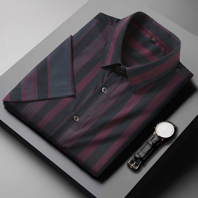 Plus size men's clothing short sleeve shirt summer new style fat brother plus size plus-sized striped shirt fat guy loose casual fashion