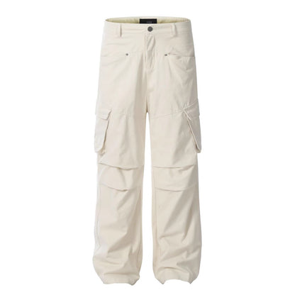American-style high street fashion brand pleated design workwear casual pants women's loose multi-pocket straight slightly flared long pants