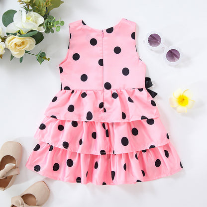 Girls Spring And Autumn Models 2022 New European And American Explosion Models In The Big Children's Personality Long-sleeved Polka Dot Print Cute Dress