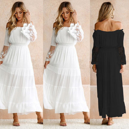 Bohemian White Lace Patchwork Dress