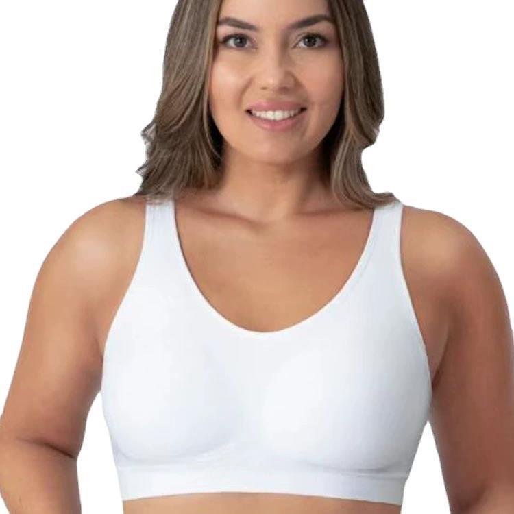 Factory Direct supply cross-border hot plus size bright silk vest body shaping wireless bra female big chest seamless