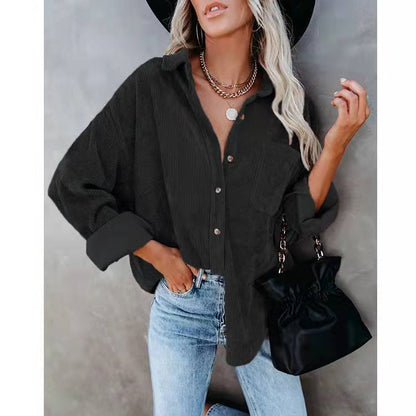 Amazon independent station hot sale 2022 autumn and winter New Europe and America cross border Foreign Trade women's long sleeved shirt shirt for women