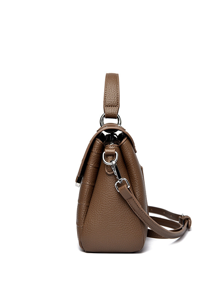 Cross-border commuter genuine leather tote bag large capacity women's high-grade shoulder messenger bag light luxury and simplicity handbag fashion