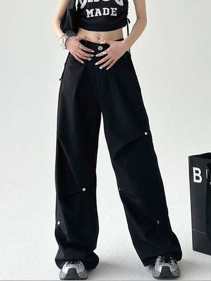 Grey Cargo Pants Men Women Fall American Retro Casual Design