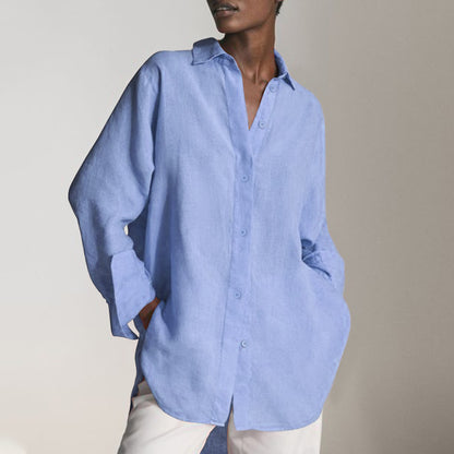 Women's Vintage Button-Down Shirt with Belted Waist Loose Pullover S-5XL|tops