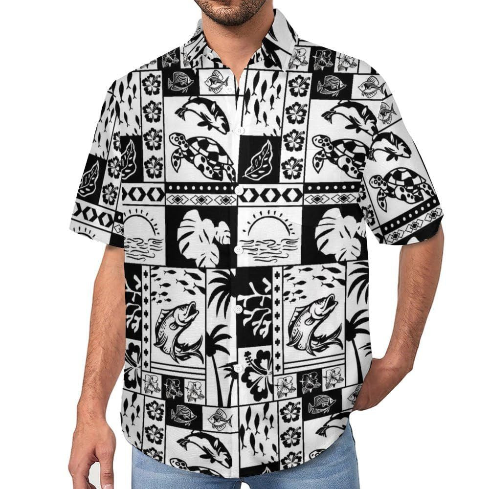 Men's Hawaiian shirt short sleeve button shirt tropical summer beach blouse casual floral Hawaiian shirt