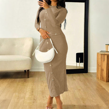 Diyun European and American elegant elegant high-grade sheath maxi dress women's clothing 2025 autumn and winter Amazon independent station