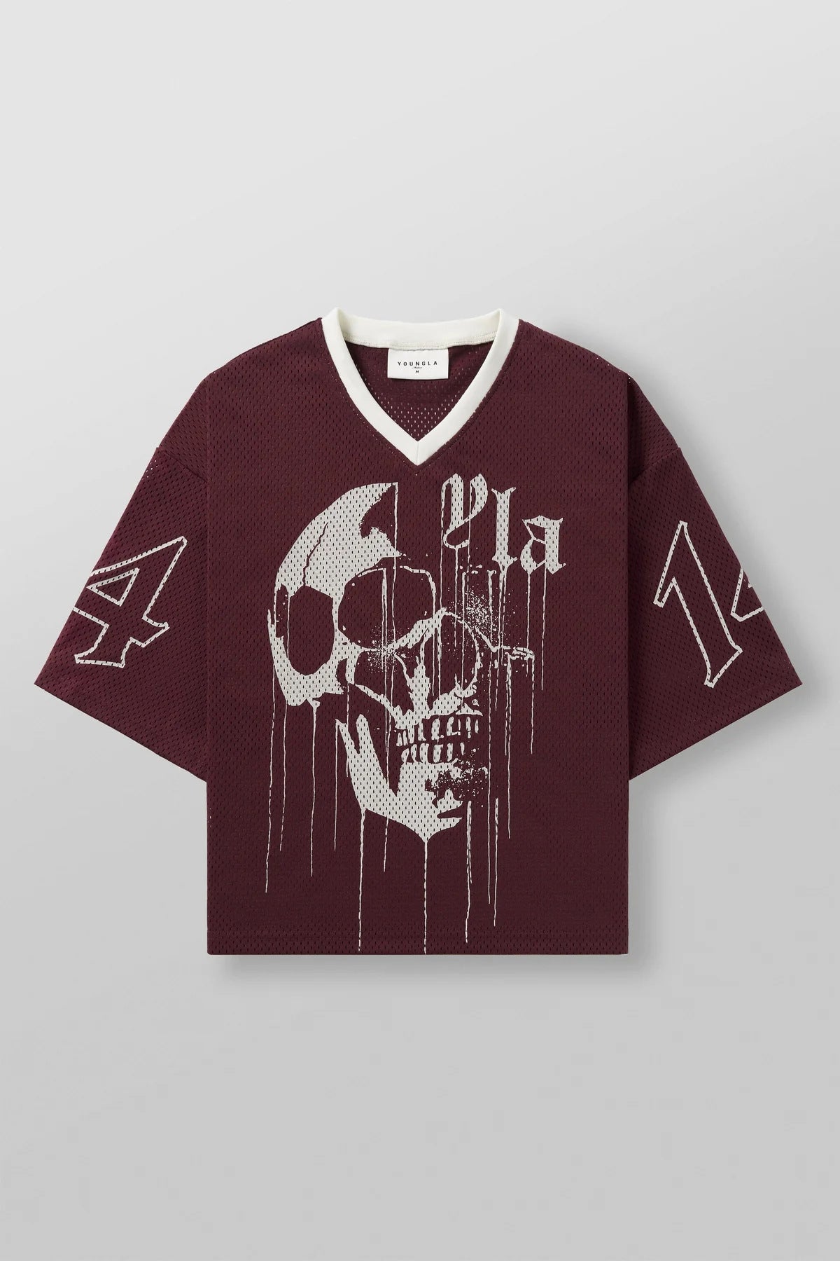 YOUNGLA American fashion brand oversized T-shirt men's exercise workout quick-drying breathable large mesh printed short-sleeved top