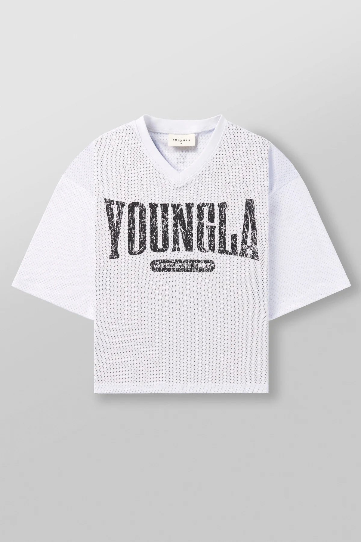 YOUNGLA American fashion brand oversized T-shirt men's exercise workout quick-drying breathable large mesh printed short-sleeved top