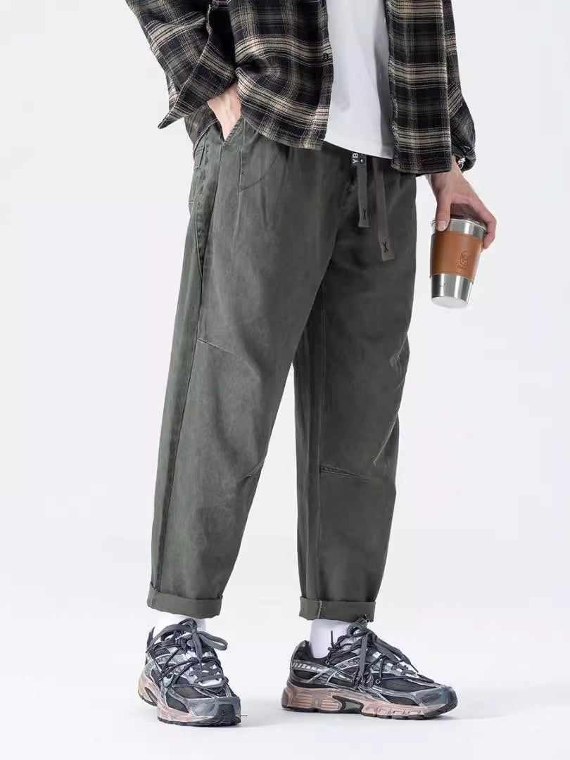 Autumn and Winter new American retro loose cargo pants men's straight plus size casual simple all-matching trousers fashion brand men's clothing