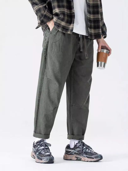 Autumn and Winter new American retro loose cargo pants men's straight plus size casual simple all-matching trousers fashion brand men's clothing