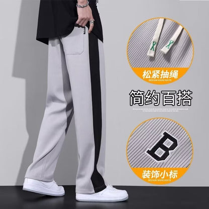Pants men's high street fashion ins fashion brand design sense niche cropped pants straight casual trousers spring and autumn trends Korean style