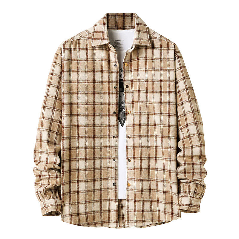 2025 Europe and America cross border Autumn New American flannel plaid shirt men's style coat shirt