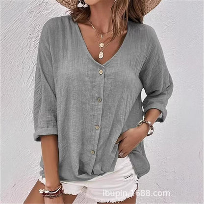 2026 New V-neck Short Sleeve Women's Shirt|tops,blouses