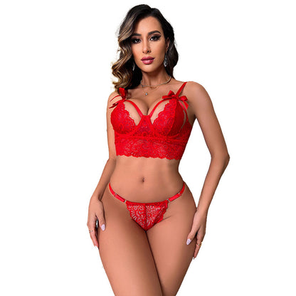 2026 new sexy underwear factory direct sales lace lace lace sexy female suit with steel ring underwear birth year