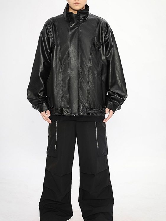 American PU Leather Pilot Jacket for Men Spring Fall Fashion Brand Design