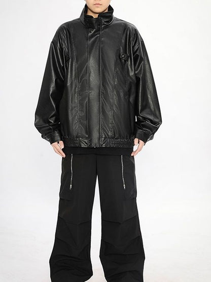 American PU Leather Pilot Jacket for Men Spring Fall Fashion Brand Design
