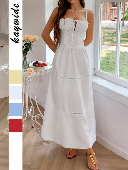 Diyun European and American leisure vacation style sling advanced maxi dress women's clothing 2025 spring and summer Amazon independent station