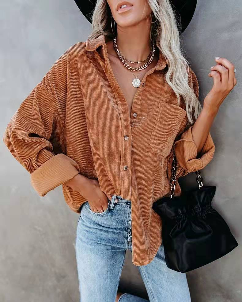 Amazon independent station hot sale 2022 autumn and winter New Europe and America cross border Foreign Trade women's long sleeved shirt shirt for women