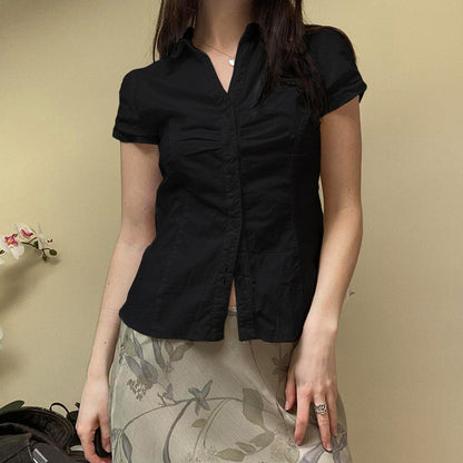 BM French style doll collar shirt for women 2025 summer Spring Autumn new design sense niche slim fit slimming short sleeve shirt
