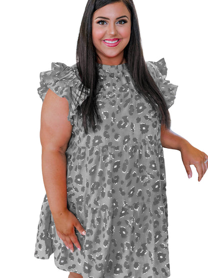 Shiying summer New plus size dress Women's European and American leopard print pullover skirt casual dress 61292