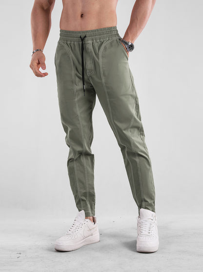 European Plus Size Men's Patchwork Cargo Pants New Tapered