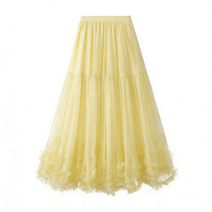 Oversized swing design fashion mesh skirt sweet fungus lace A- line large hem pettiskirt 4932