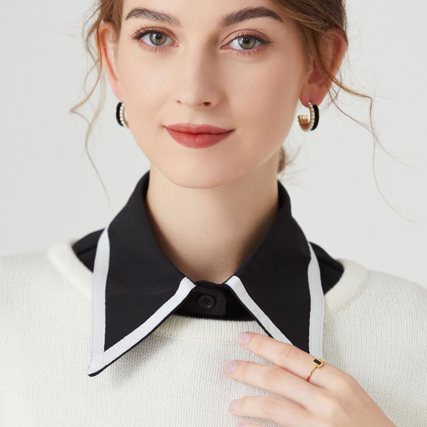 Women's detachable collar women's autumn and winter all-match fashion pointed collar houndstooth shirt collar women's long shirt collar cross-border manufacturers