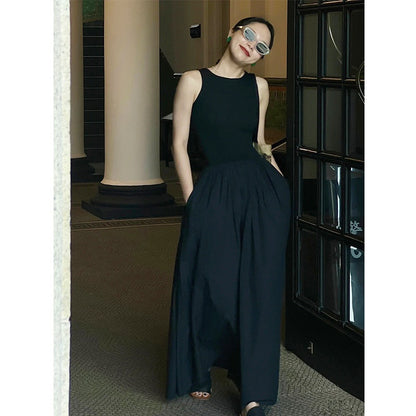 COS style 2024 Summer new casual version round neck stitch stitching vest dress stitching design