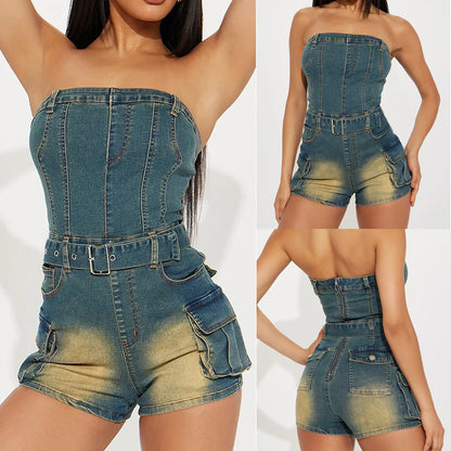 Sleeveless Denim Jumpsuit