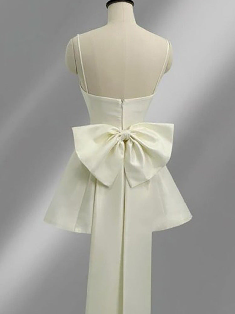 Elegant Satin Bow Evening Dress
