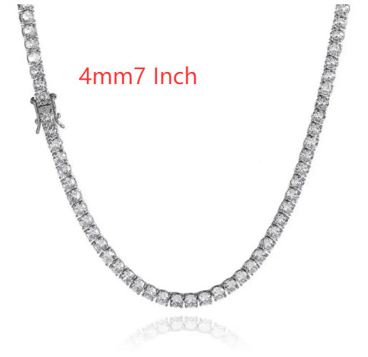 S925 Zilveren Moissanite Enkelrijige Tennisketting Unisex