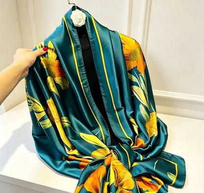 Women's Lijin Satin Scarf Floral Print Shawl