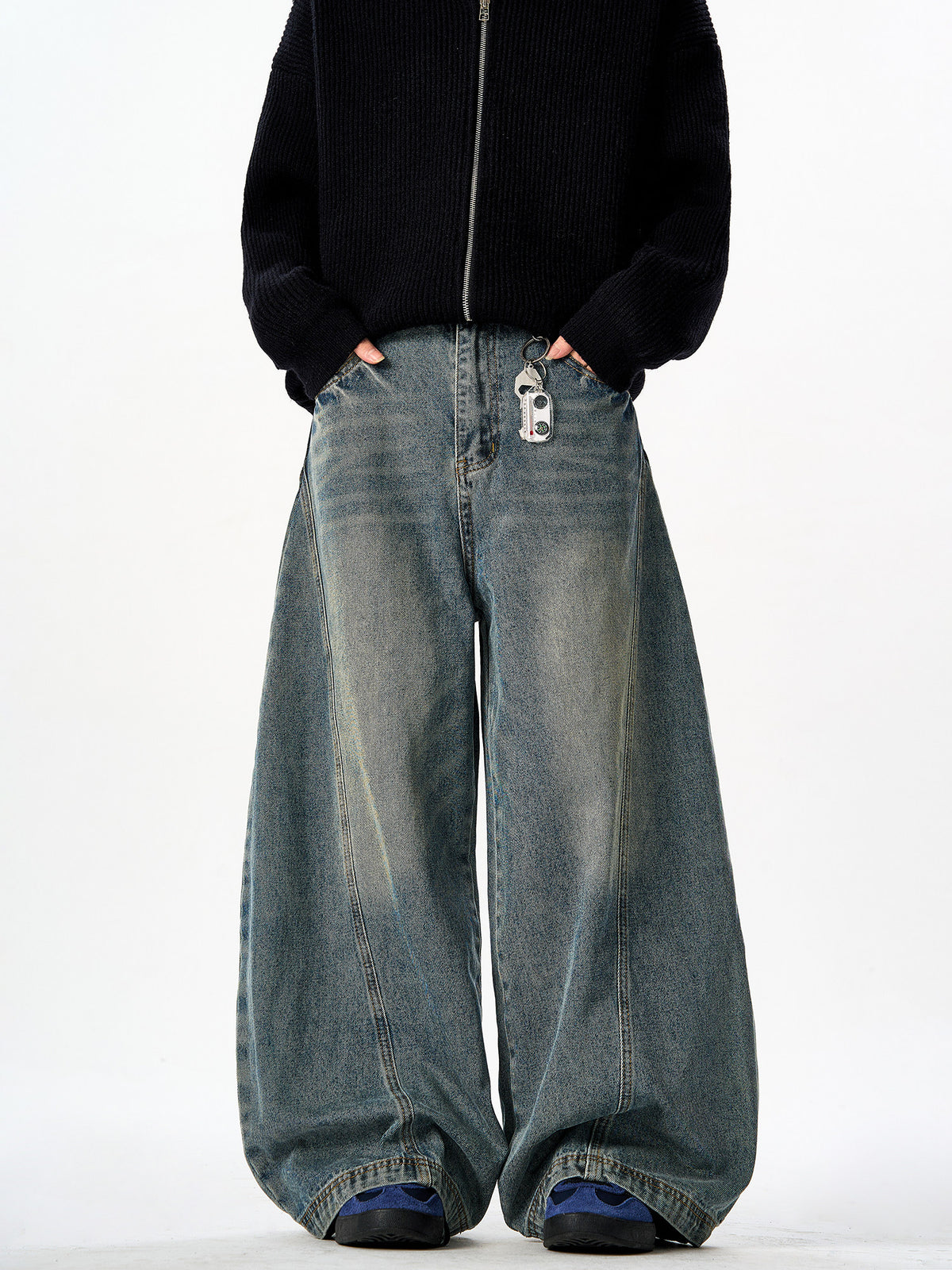 Washed Denim Baggy Pants