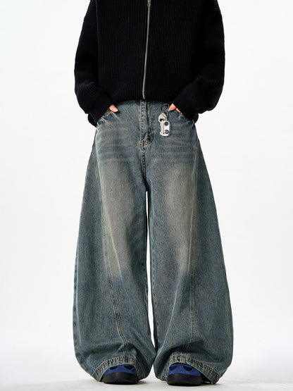 Washed Denim Baggy Pants
