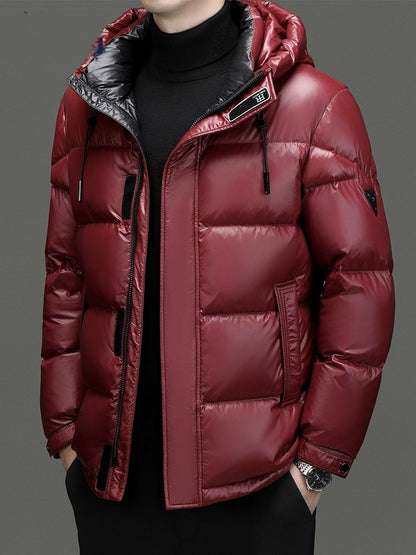 Heren warme winter donsjack met capuchon in grote maten